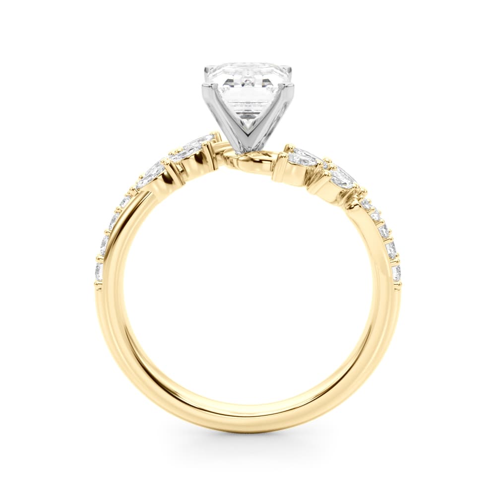 Nature Inspired Engagement Ring, style 51250, Side view in yellow gold