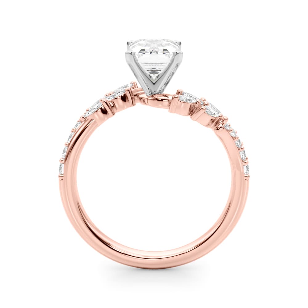 Nature Inspired Engagement Ring, style 51250, Side view in rose gold