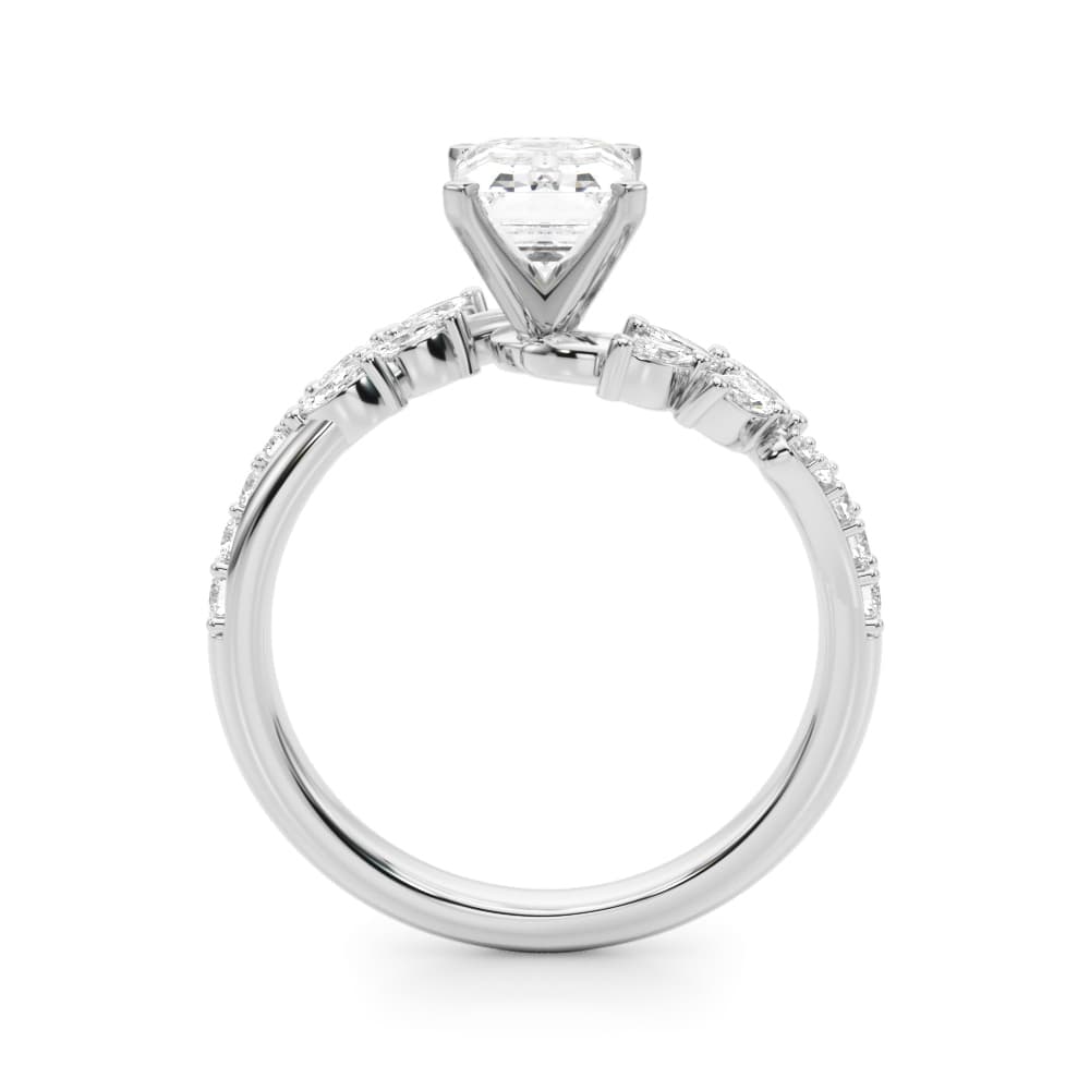 Nature Inspired Engagement Ring, style 51250, Side view in white gold or platinum