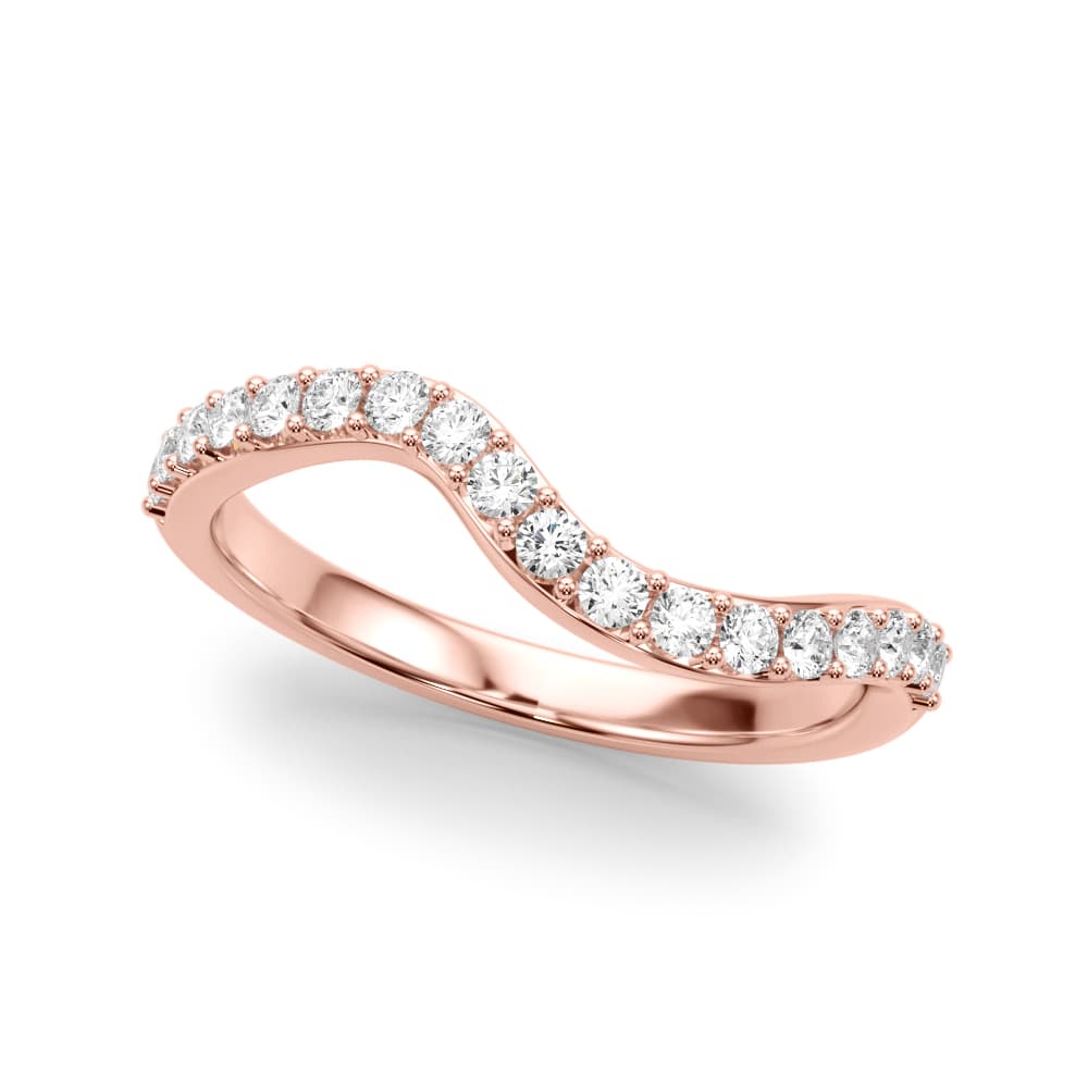 Curved Wedding Band (3/8 ct. tw.), Front view in rose gold