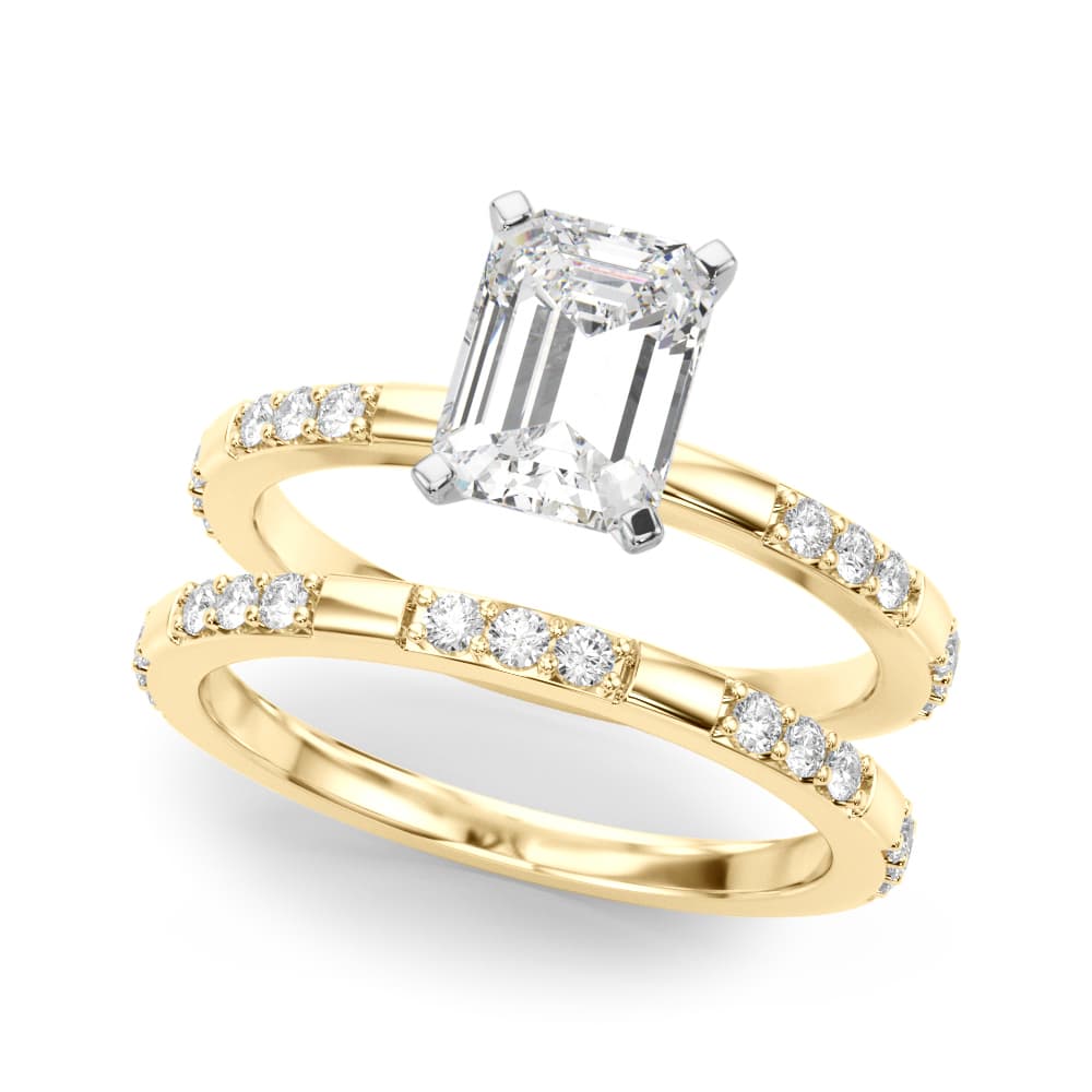 Contemporary Engagement Ring, style 51251, On hand view in yellow gold