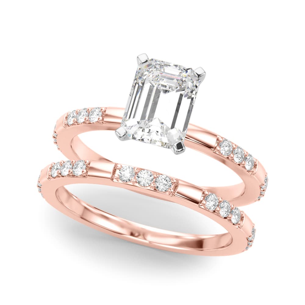 Contemporary Engagement Ring, style 51251, On hand view in rose gold