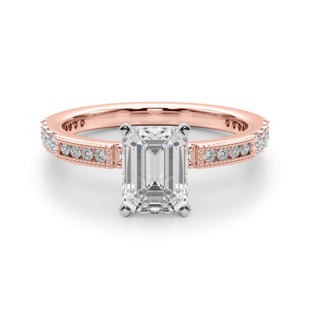Contemporary Engagement Ring, style 51252, Angle view in rose gold