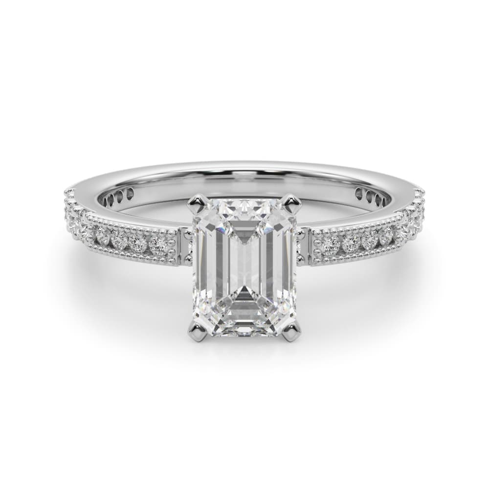 Contemporary Engagement Ring, style 51252, Angle view in white gold or platinum