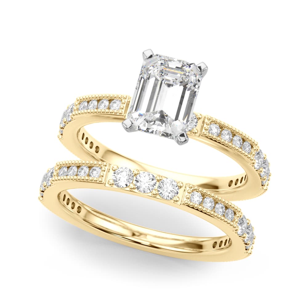 Contemporary Engagement Ring, style 51252, On hand view in yellow gold