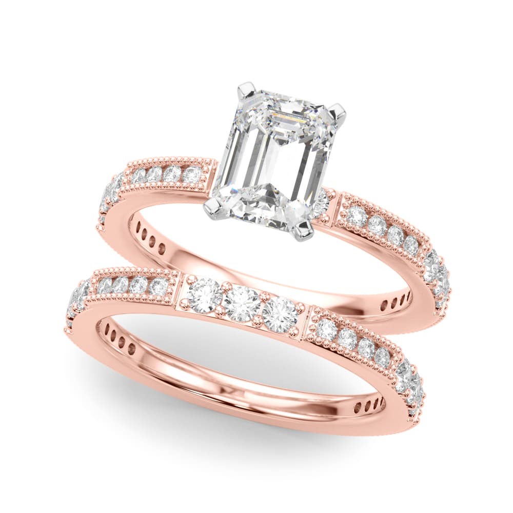 Contemporary Engagement Ring, style 51252, On hand view in rose gold