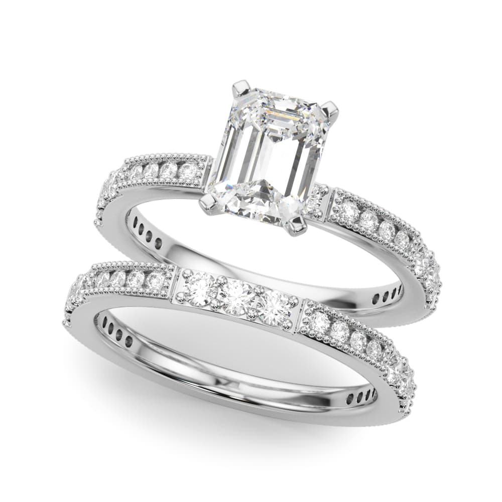 Contemporary Engagement Ring, style 51252, On hand view in white gold or platinum