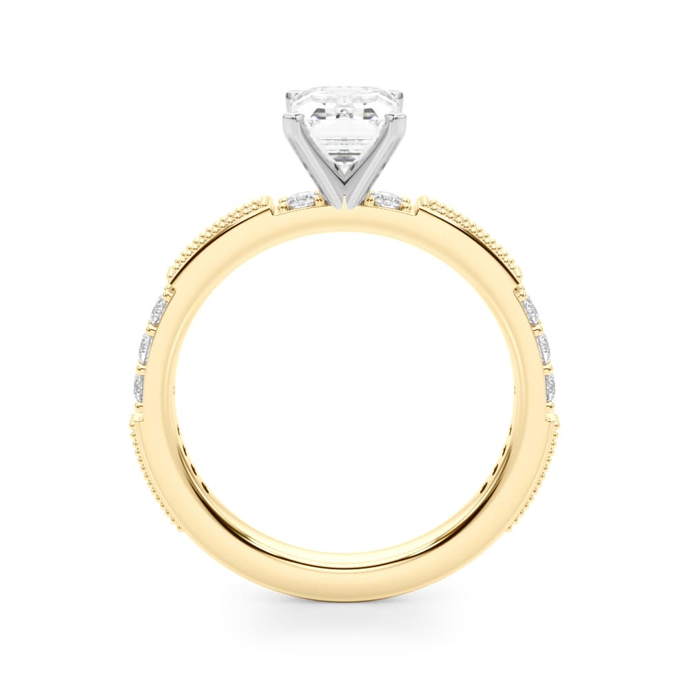 Contemporary Engagement Ring, style 51252, Side view in yellow gold