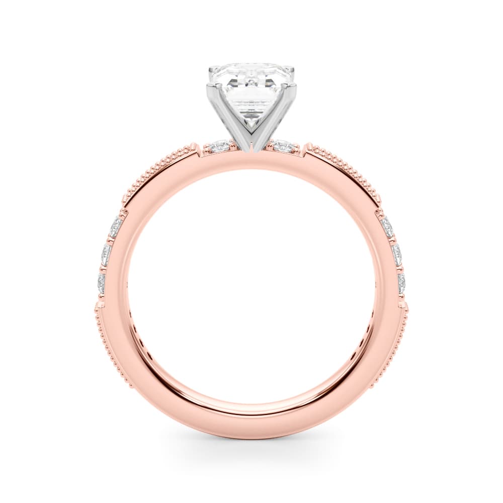 Contemporary Engagement Ring, style 51252, Side view in rose gold