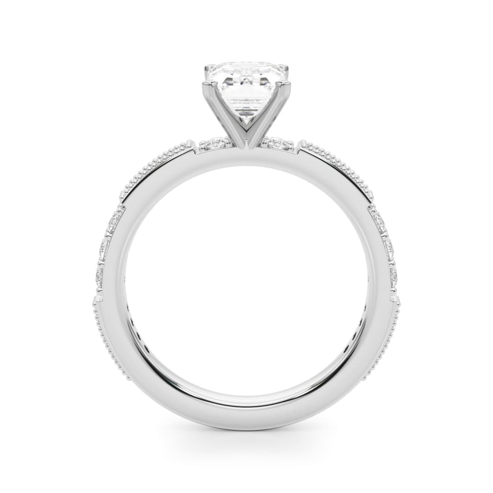 Contemporary Engagement Ring, style 51252, Side view in white gold or platinum