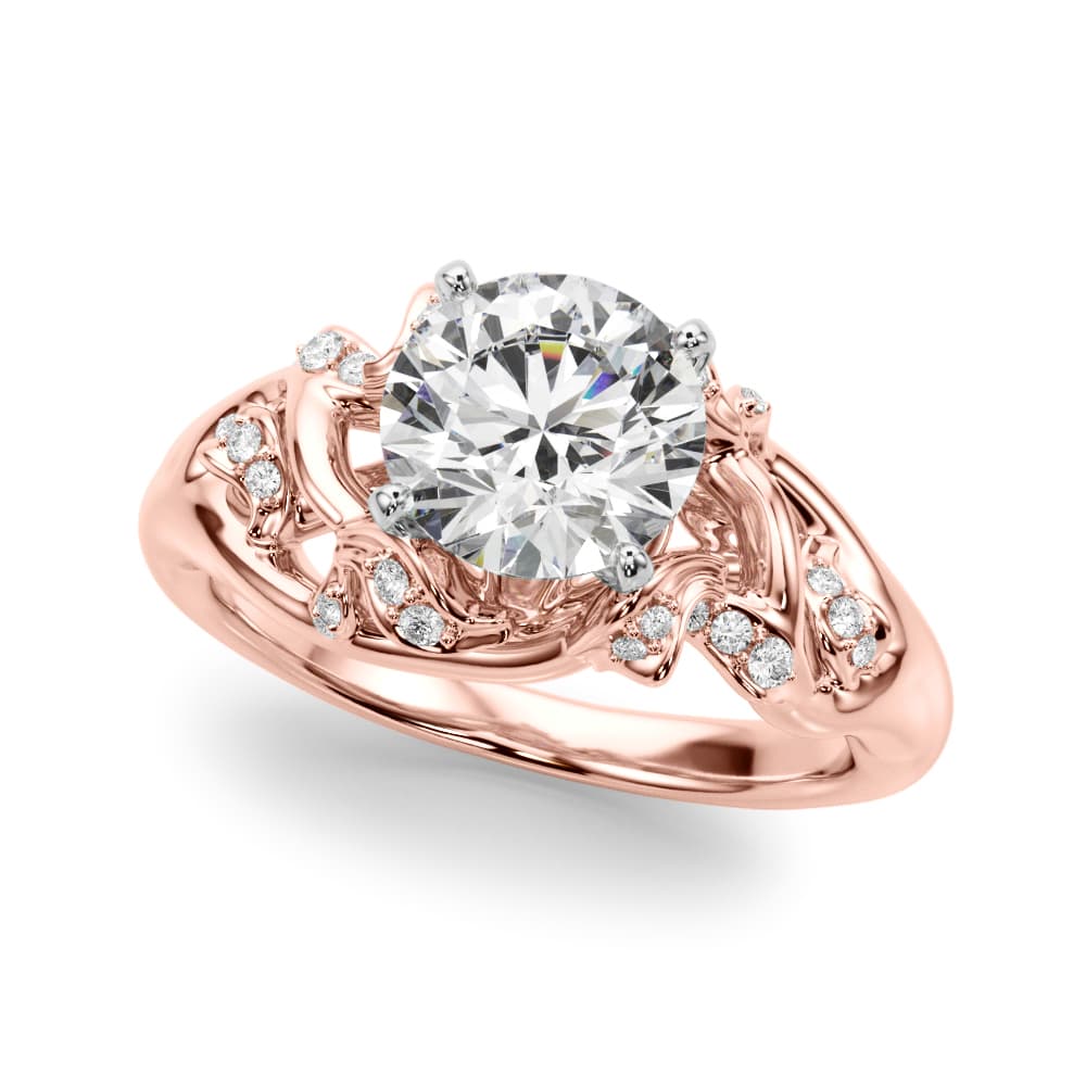 Nature Inspired Engagement Ring, style 51254, Front view in rose gold
