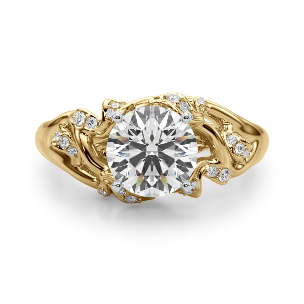 Nature Inspired Engagement Ring, style 51254, Angle view in yellow gold