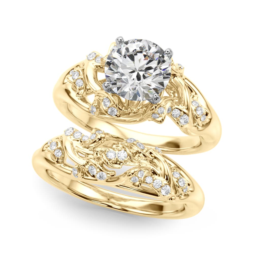 Nature Inspired Engagement Ring, style 51254, On hand view in yellow gold