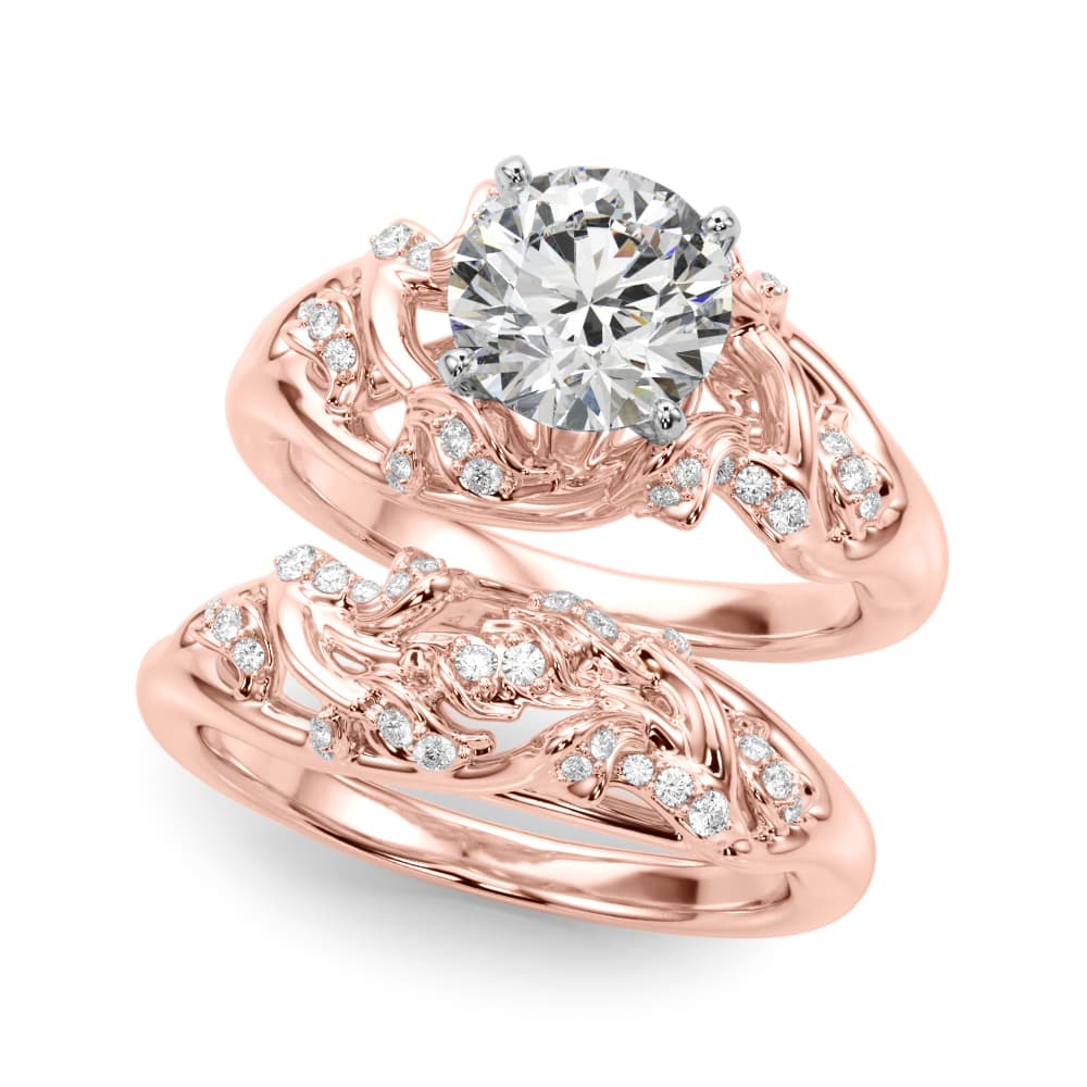 Nature Inspired Engagement Ring, style 51254, On hand view in rose gold