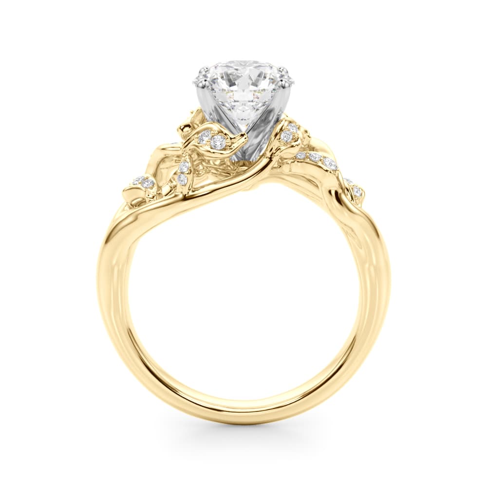 Nature Inspired Engagement Ring, style 51254, Side view in yellow gold