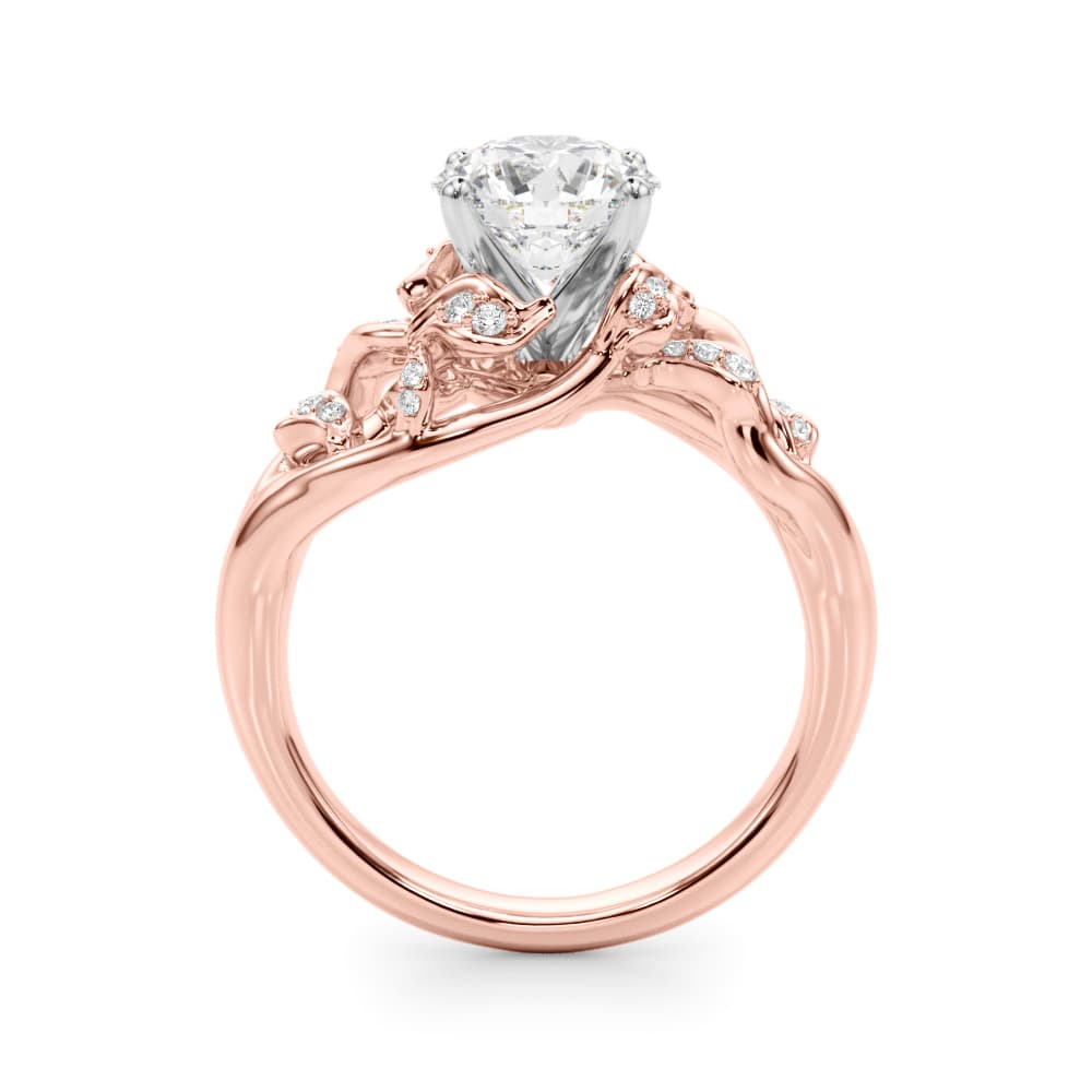 Nature Inspired Engagement Ring, style 51254, Side view in rose gold
