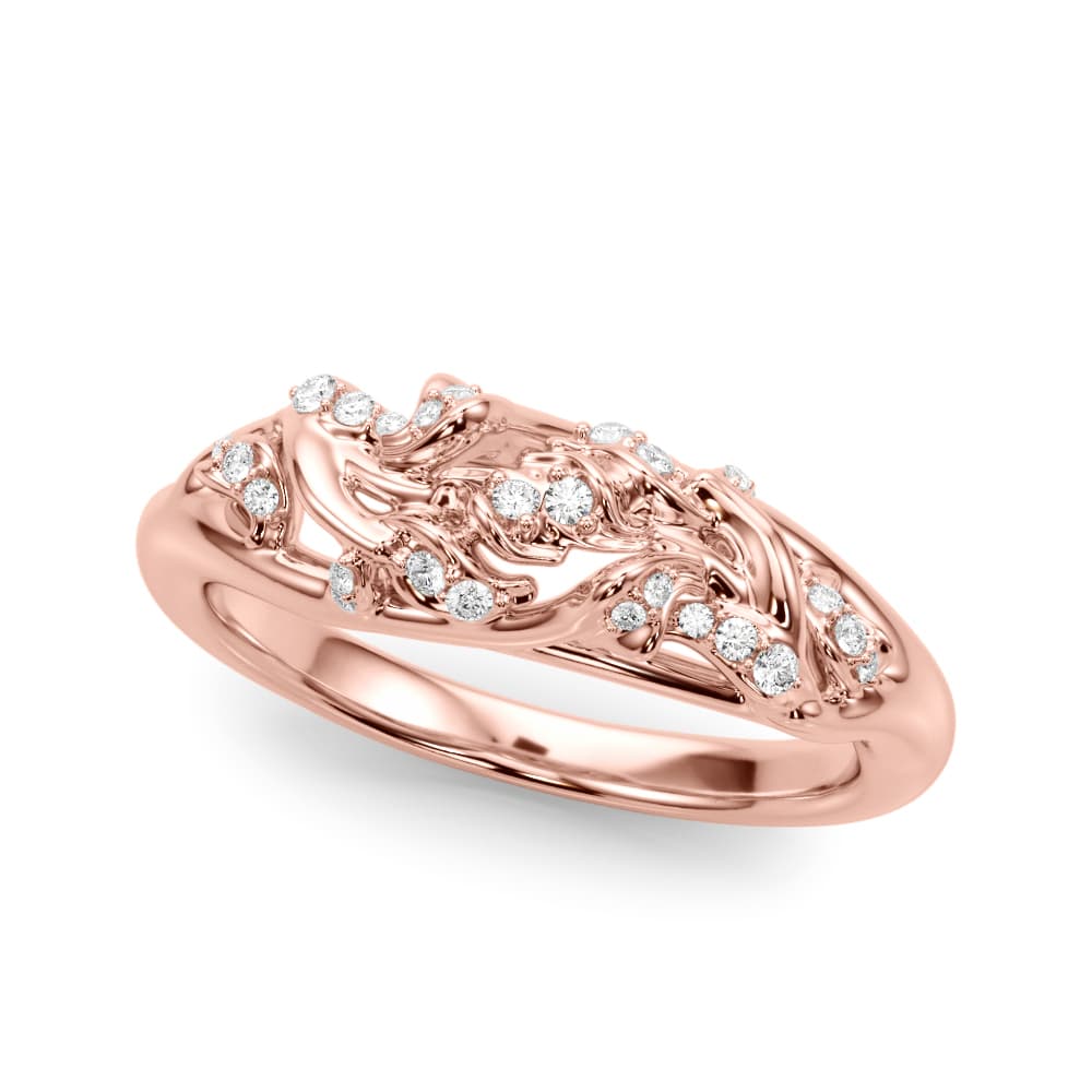 Nature Inspired Wedding Band (1/8 ct. tw.), Front view in rose gold