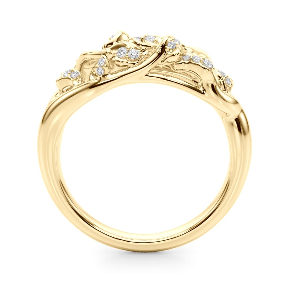 Nature Inspired Wedding Band (1/8 ct. tw.), Side view in yellow gold