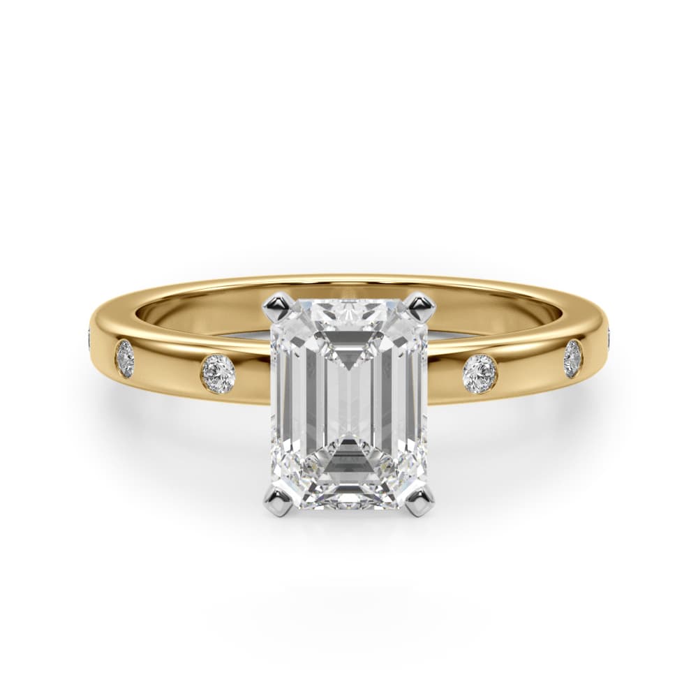 Contemporary Burnish Engagement Ring, style 51255, Angle view in yellow gold