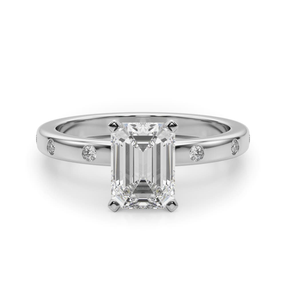 Contemporary Burnish Engagement Ring, style 51255, Angle view in white gold or platinum