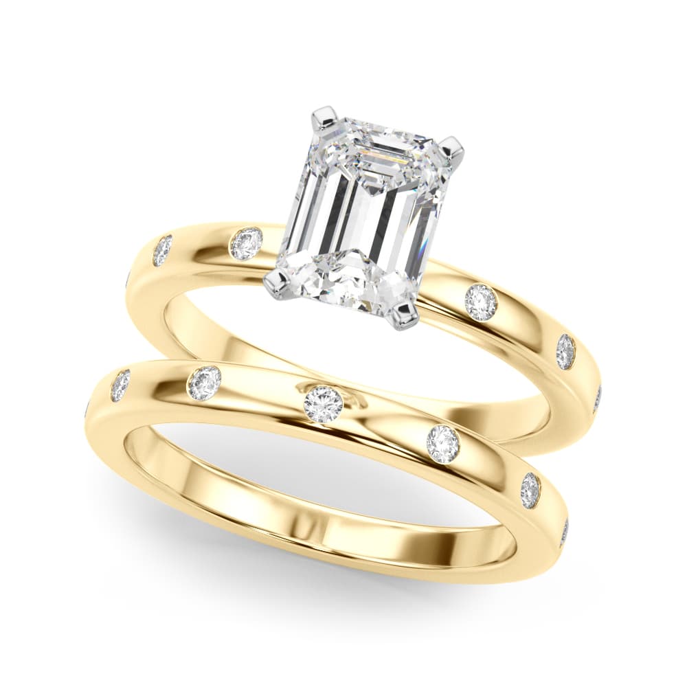 Contemporary Burnish Engagement Ring, style 51255, On hand view in yellow gold