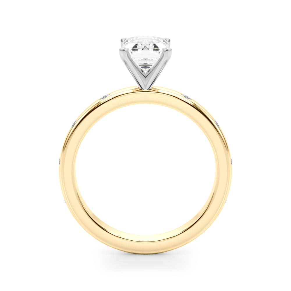 Contemporary Burnish Engagement Ring, style 51255, Side view in yellow gold