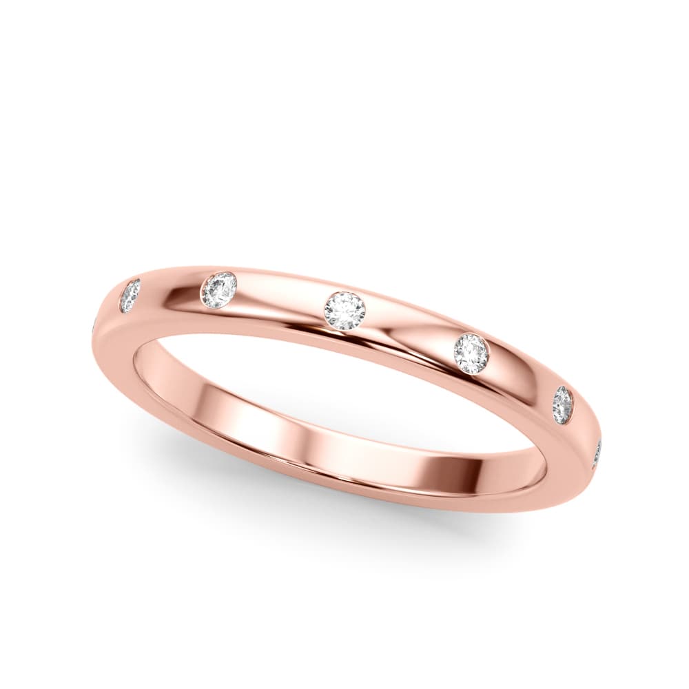 Burnished Wedding Band (1/8 ct. tw.), Front view in rose gold