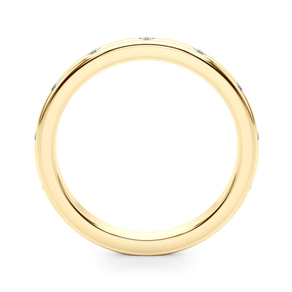 Burnished Wedding Band (1/8 ct. tw.), Side view in yellow gold