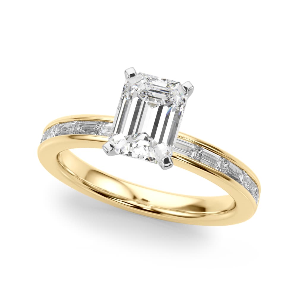 Channel Set Baguette Engagement Ring, style 51256, Front view in yellow gold