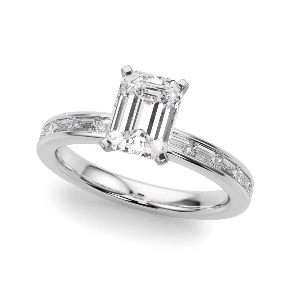 Channel Set Baguette Engagement Ring — style 51256 in 10k White Gold