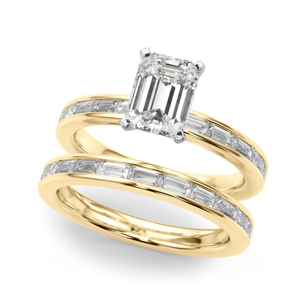 Channel Set Baguette Engagement Ring, style 51256, On hand view in yellow gold