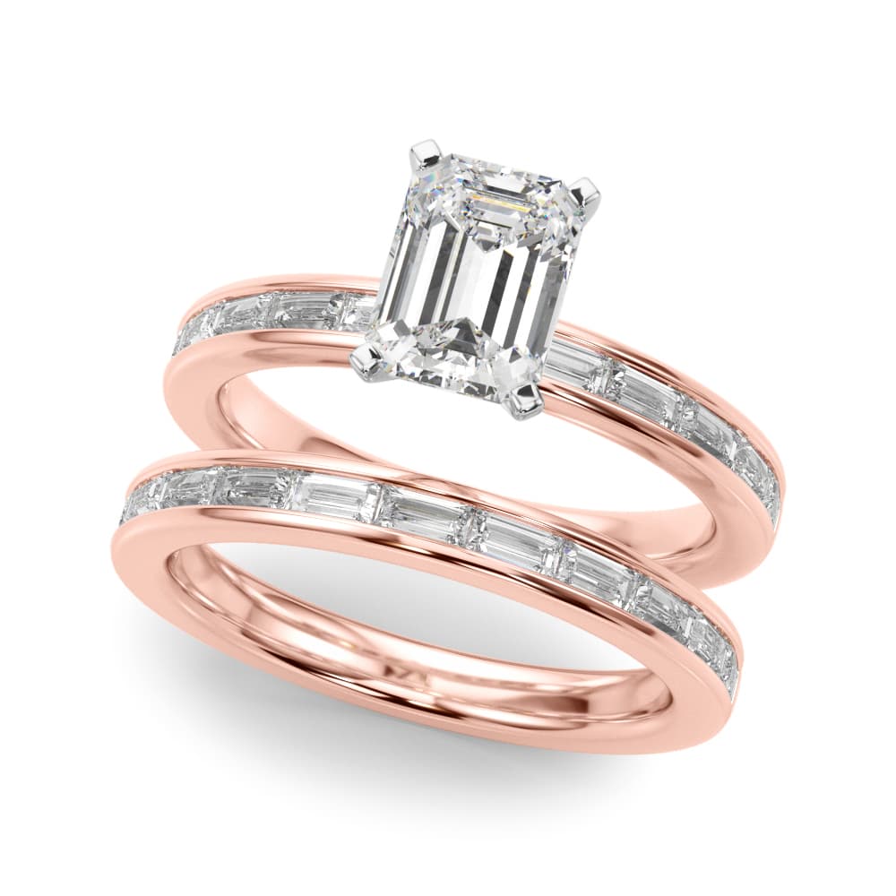 Channel Set Baguette Engagement Ring, style 51256, On hand view in rose gold