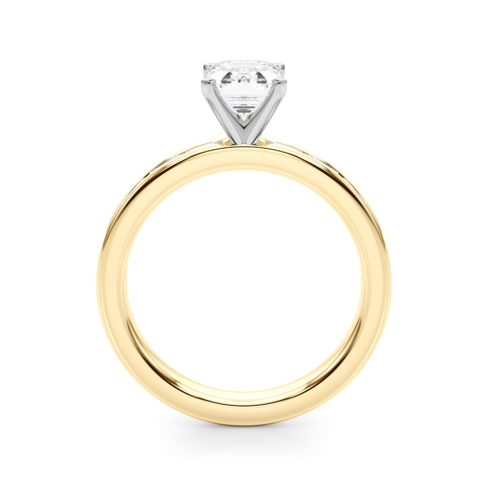 Channel Set Baguette Engagement Ring, style 51256, Side view in yellow gold