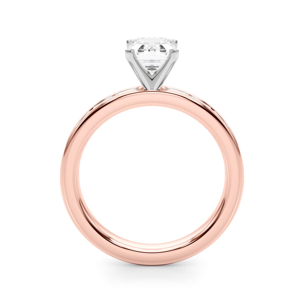 Channel Set Baguette Engagement Ring, style 51256, Side view in rose gold