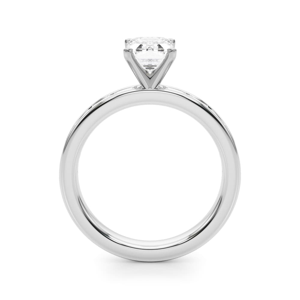 Channel Set Baguette Engagement Ring, style 51256, Side view in white gold or platinum