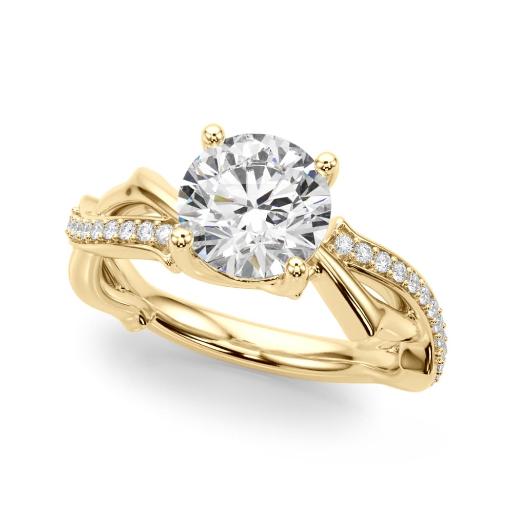Twisting Thorn Round Engagement Ring, style 51257, Front view in yellow gold
