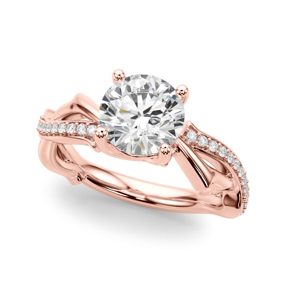 Twisting Thorn Round Engagement Ring, style 51257, Front view in rose gold