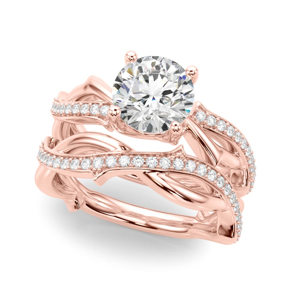 Twisting Thorn Round Engagement Ring, style 51257, On hand view in rose gold