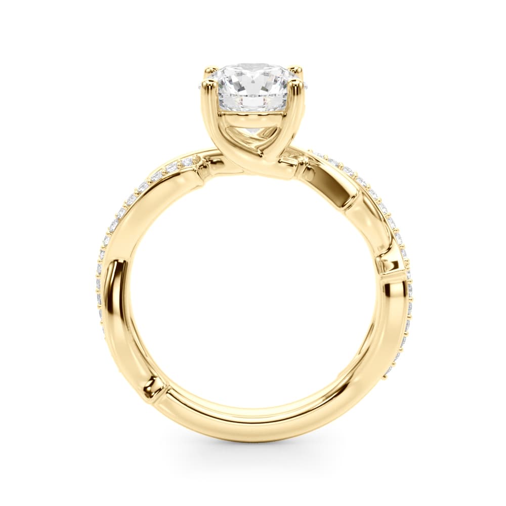 Twisting Thorn Round Engagement Ring, style 51257, Side view in yellow gold