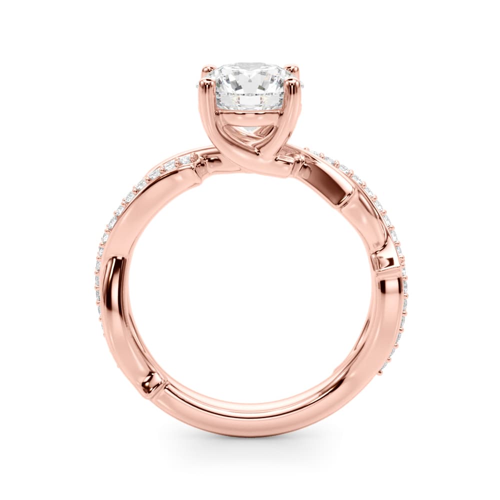 Twisting Thorn Round Engagement Ring, style 51257, Side view in rose gold