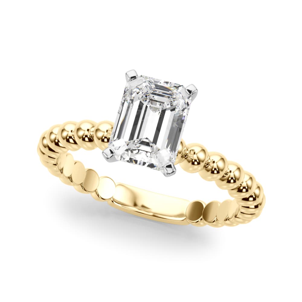 Beaded Solitaire Engagement Ring, style 51258, Front view in yellow gold