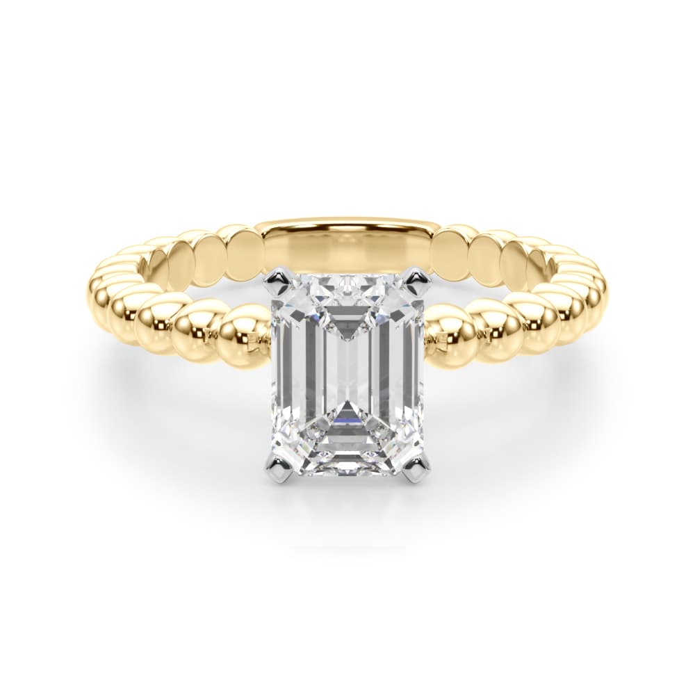 Beaded Solitaire Engagement Ring, style 51258, Angle view in yellow gold