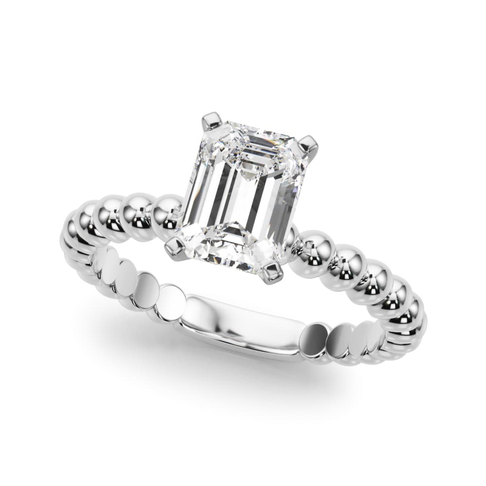 Beaded Solitaire Engagement Ring — style 51258 in 10k White Gold
