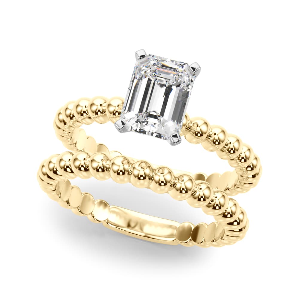 Beaded Solitaire Engagement Ring, style 51258, On hand view in yellow gold