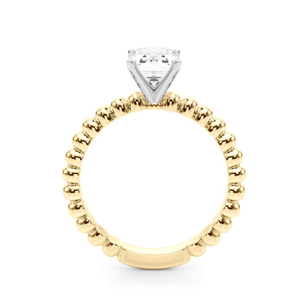 Beaded Solitaire Engagement Ring, style 51258, Side view in yellow gold