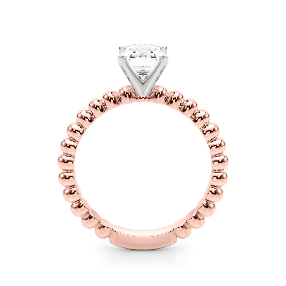 Beaded Solitaire Engagement Ring, style 51258, Side view in rose gold