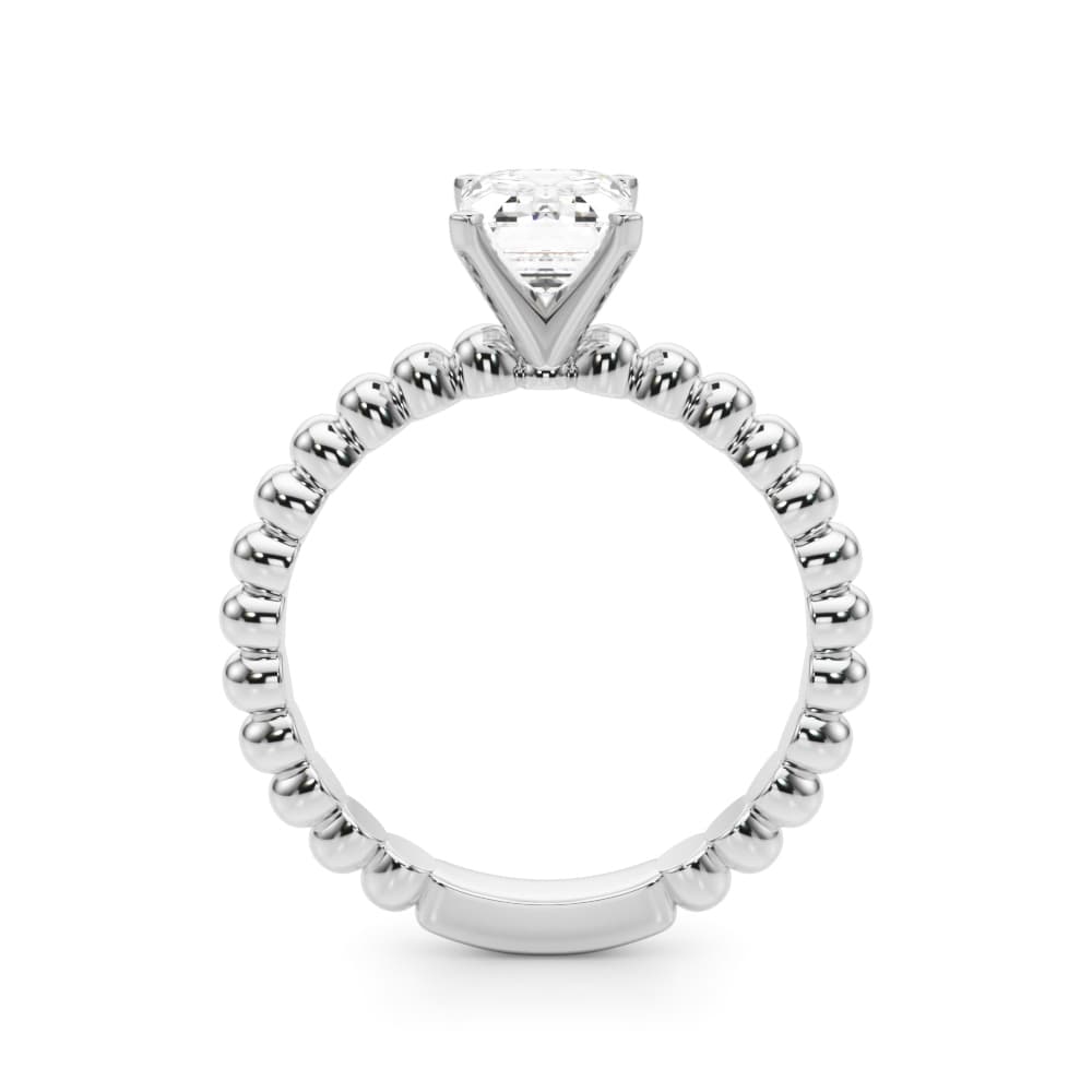 Beaded Solitaire Engagement Ring, style 51258, Side view in white gold or platinum