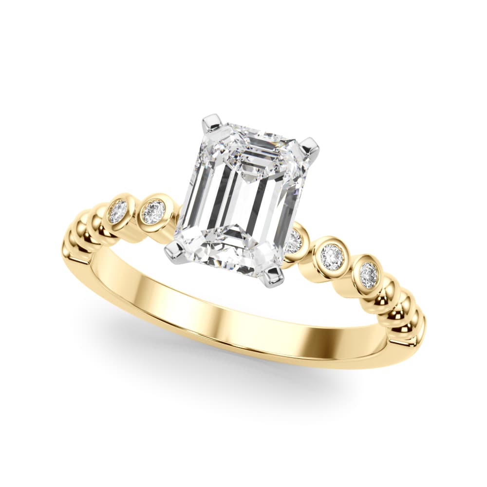 Beaded & Bezel Set Engagement Ring, style 51259, Front view in yellow gold