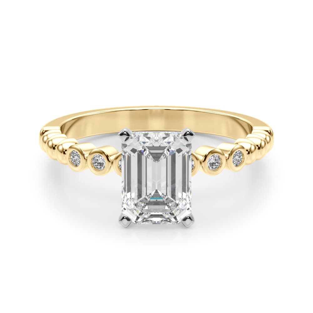 Beaded & Bezel Set Engagement Ring, style 51259, Angle view in yellow gold