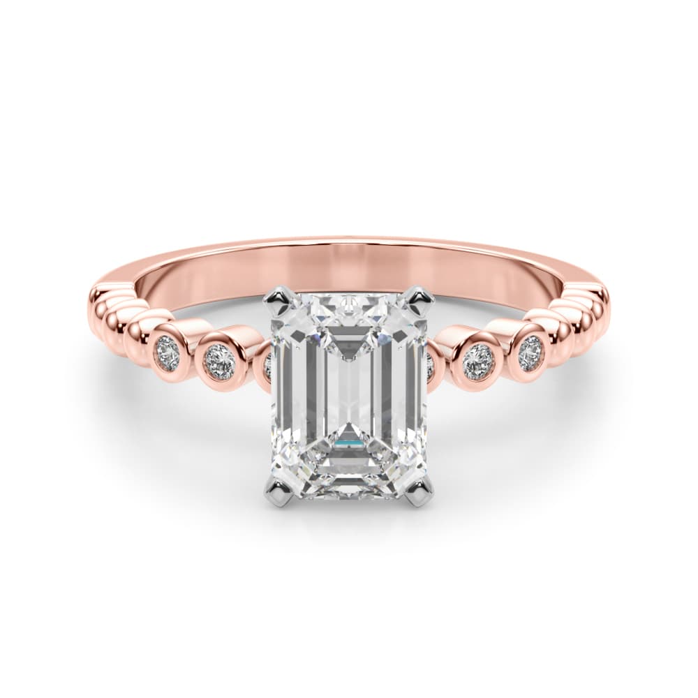 Beaded & Bezel Set Engagement Ring, style 51259, Angle view in rose gold